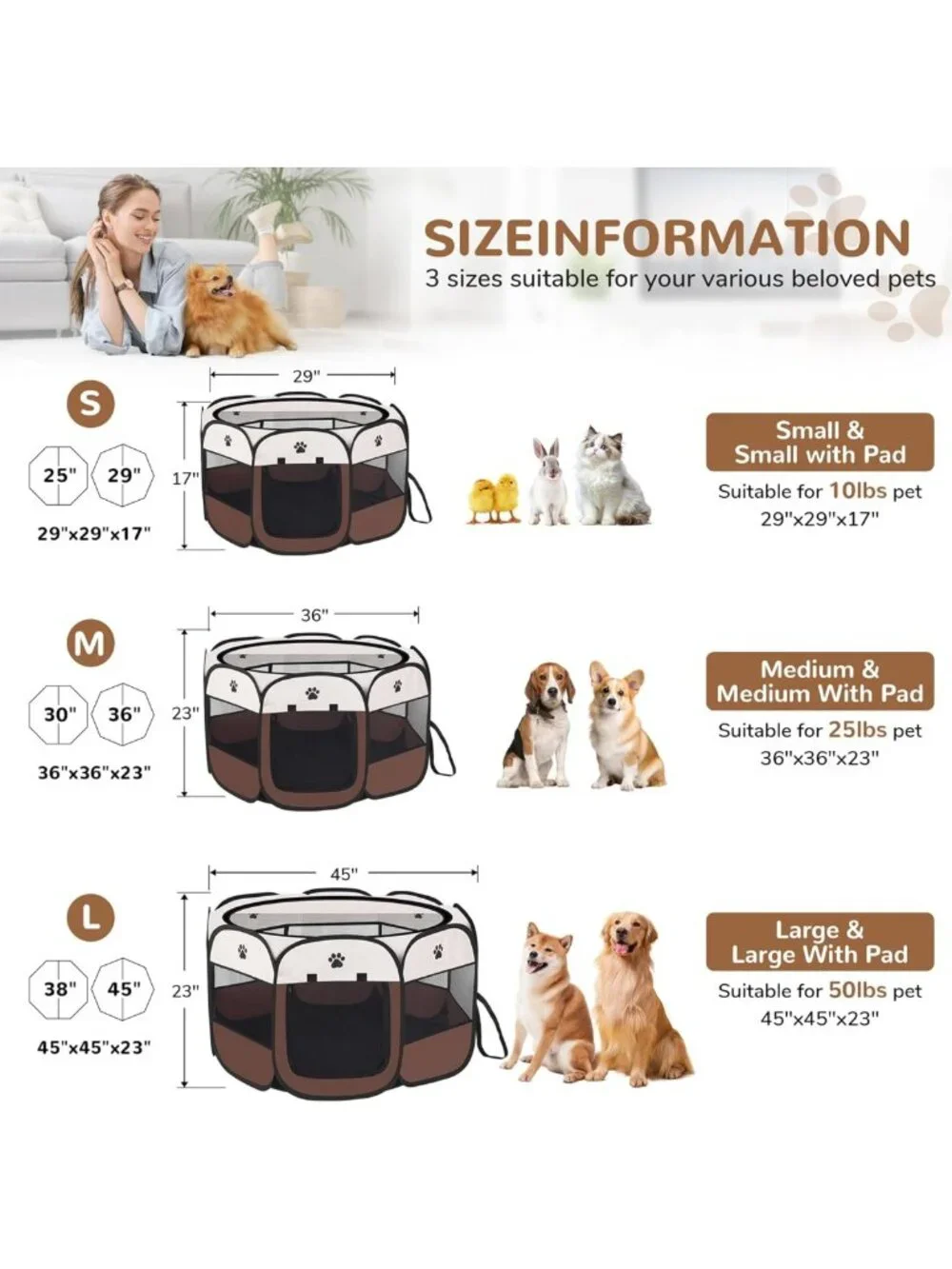 Portable Pop-Up Puppy Playpen | Foldable Exercise Kennel Tent for Indoor/Outdoor
